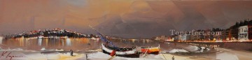 風景 Painting - カル・ガジュームのビーチでボート